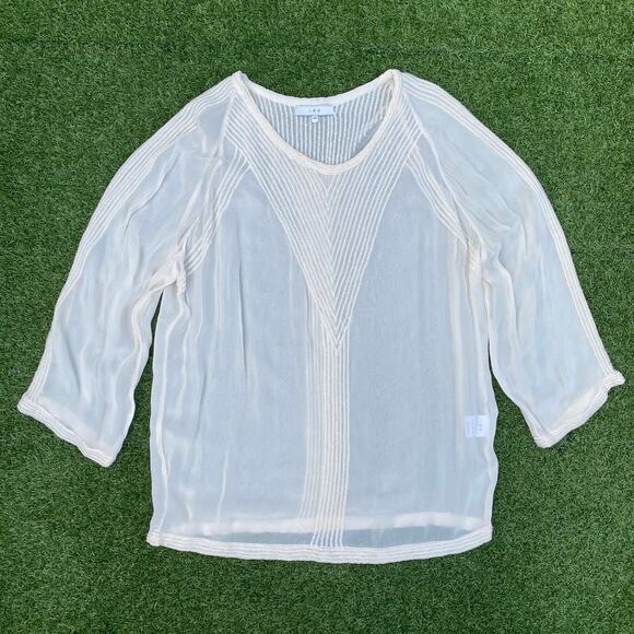 Iro Women's Oprah Embroidered Sheer Beige Tunic Size 42 - Picture 1 of 5